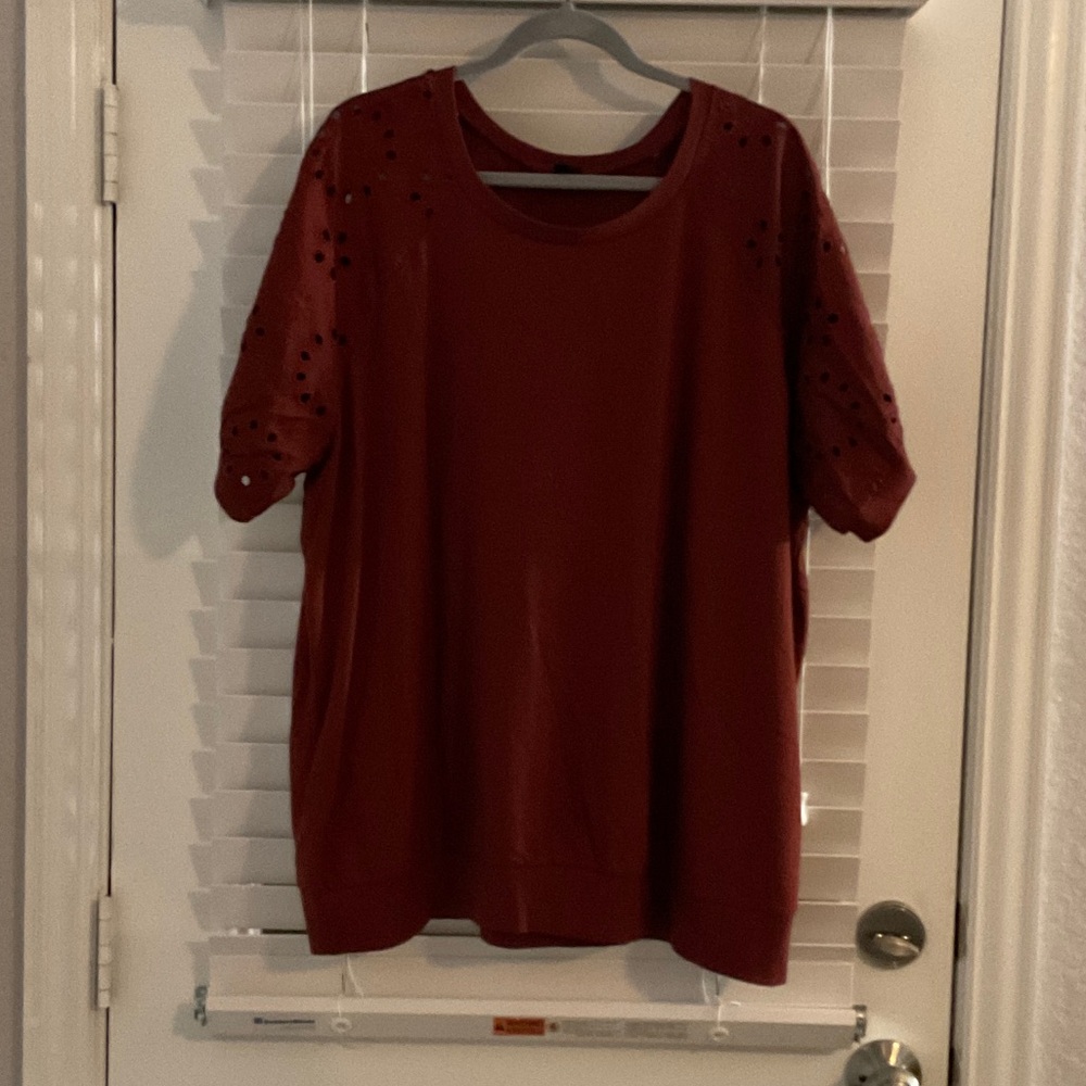 Torrid Rich Burgundy Eyelet Sleeve Top